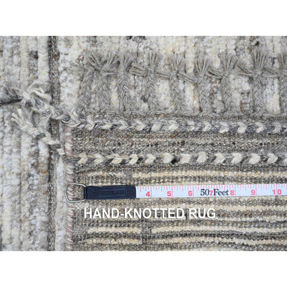 Tribal & Geometric Wool Hand Knotted Rug Grey 6.2x9.0 -O020423