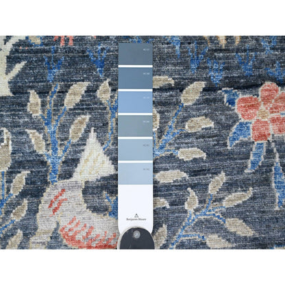 Oushak And Peshawar Wool Hand Knotted Rug Blue 2.8x15.11 -O020425