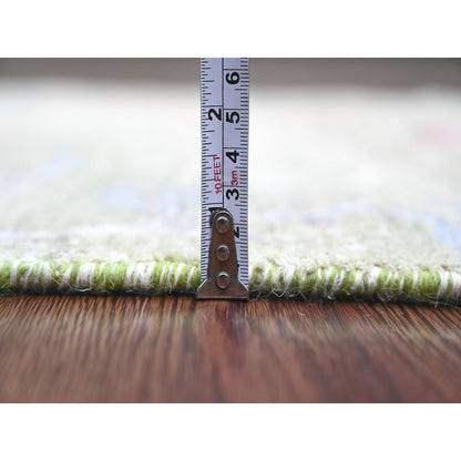 Oushak And Peshawar Wool Hand Knotted Rug Green 2.7x19.9 -O020431