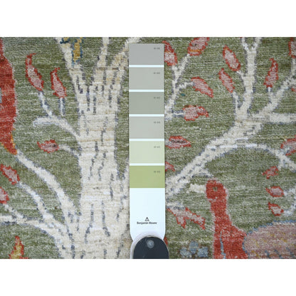 Oushak And Peshawar Wool Hand Knotted Rug Green 2.7x15.1 -O020433