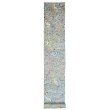 Oushak And Peshawar Wool Hand Knotted Rug Grey 2.7x22.0 -O020435