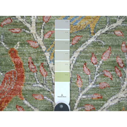 Oushak And Peshawar Wool Hand Knotted Rug Green 5.2x7.1 -O020438