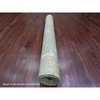 Oushak And Peshawar Wool Hand Knotted Rug Green 5.2x7.1 -O020438