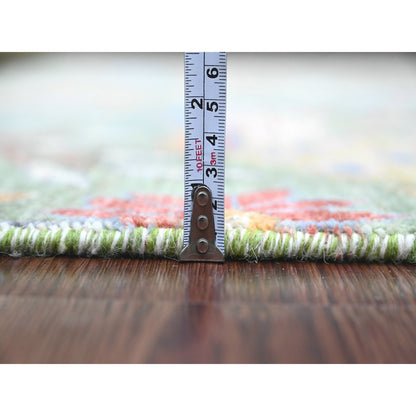 Oushak And Peshawar Wool Hand Knotted Rug Green 5.2x7.1 -O020438