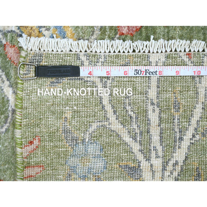 Oushak And Peshawar Wool Hand Knotted Rug Green 5.2x7.1 -O020438