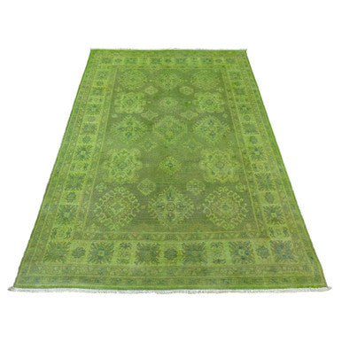Kazak Wool Hand Knotted Rug Green 4.10x6.9 -O020446