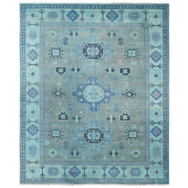 Kazak Wool Hand Knotted Rug Blue 7.9x9.6 -O020449