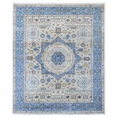 Mamluk Wool Hand Knotted Rug Ivory 8.1x9.8 -O020453