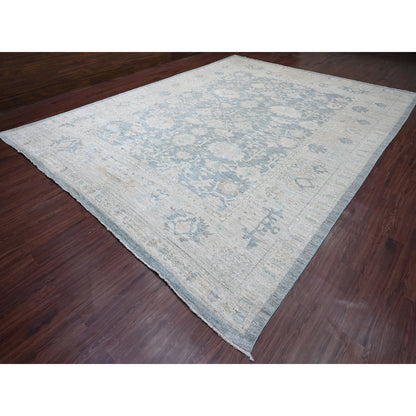 Oushak And Peshawar Wool Hand Knotted Rug Grey 11.9x15.5 -O020462