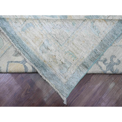 Oushak And Peshawar Wool Hand Knotted Rug Grey 11.9x15.5 -O020462
