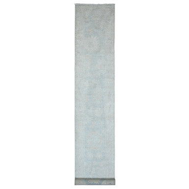 Oushak And Peshawar Wool Hand Knotted Rug Grey 2.10x19.6 -O020471