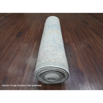 Oushak And Peshawar Wool Hand Knotted Rug Grey 2.10x19.6 -O020471