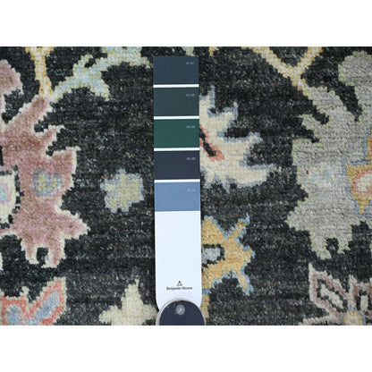Oushak And Peshawar Wool Hand Knotted Rug Black 3.3x11.6 -O020474