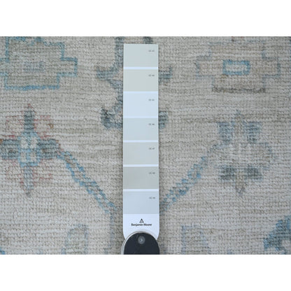 Oushak And Peshawar Wool Hand Knotted Rug Ivory 2.10x11.7 -O020475
