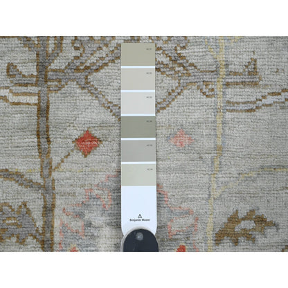 Oushak And Peshawar Wool Hand Knotted Rug Grey 2.11x10.6 -O020480