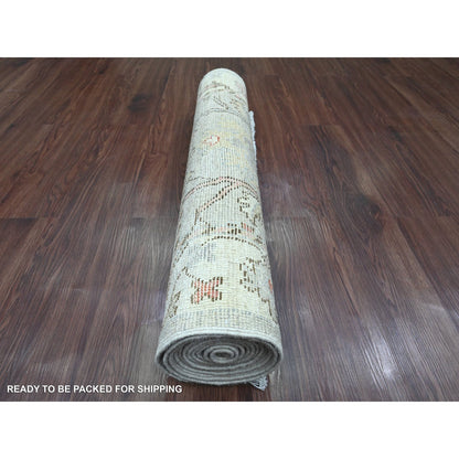 Oushak And Peshawar Wool Hand Knotted Rug Grey 2.11x10.6 -O020480