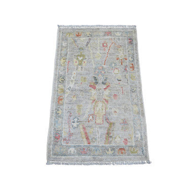 Oushak And Peshawar Wool Hand Knotted Rug Grey 2.0x3.1 -O020485