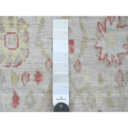 Oushak And Peshawar Wool Hand Knotted Rug Ivory 3.11x9.10 -O020486