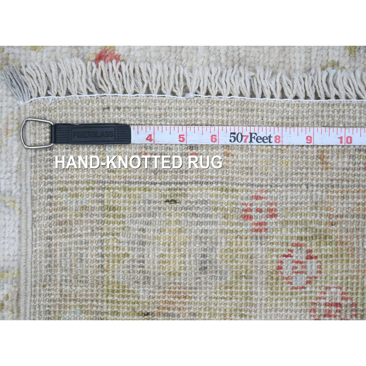 Ivory 3'11" x 9'10" Oushak And Peshawar Hand knotted Wool Rug - Sku: O020486