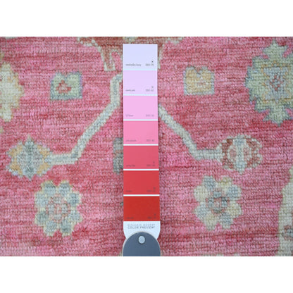 Oushak And Peshawar Wool Hand Knotted Rug Pink 4.1x6.0 -O020488