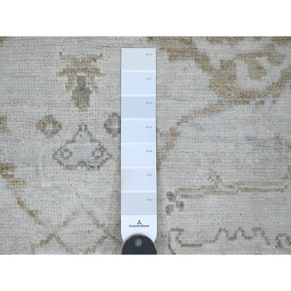 Oushak And Peshawar Wool Hand Knotted Rug Grey 4.0x5.10 -O020489