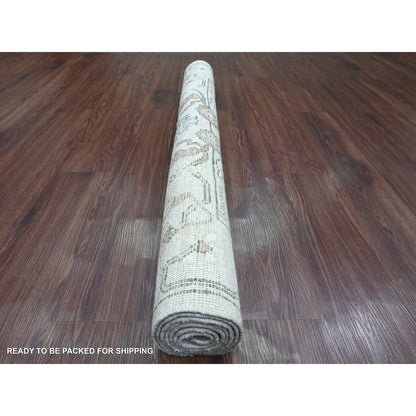Oushak And Peshawar Wool Hand Knotted Rug Grey 4.0x5.10 -O020489