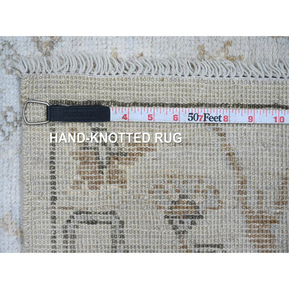 Oushak And Peshawar Wool Hand Knotted Rug Grey 4.0x5.10 -O020489