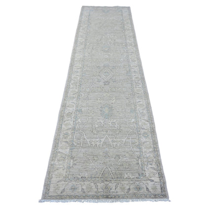 Oushak And Peshawar Wool Hand Knotted Rug Grey 2.8x9.11 -O020499