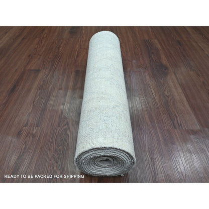 Oushak And Peshawar Wool Hand Knotted Rug Ivory 2.8x14.11 -O020501