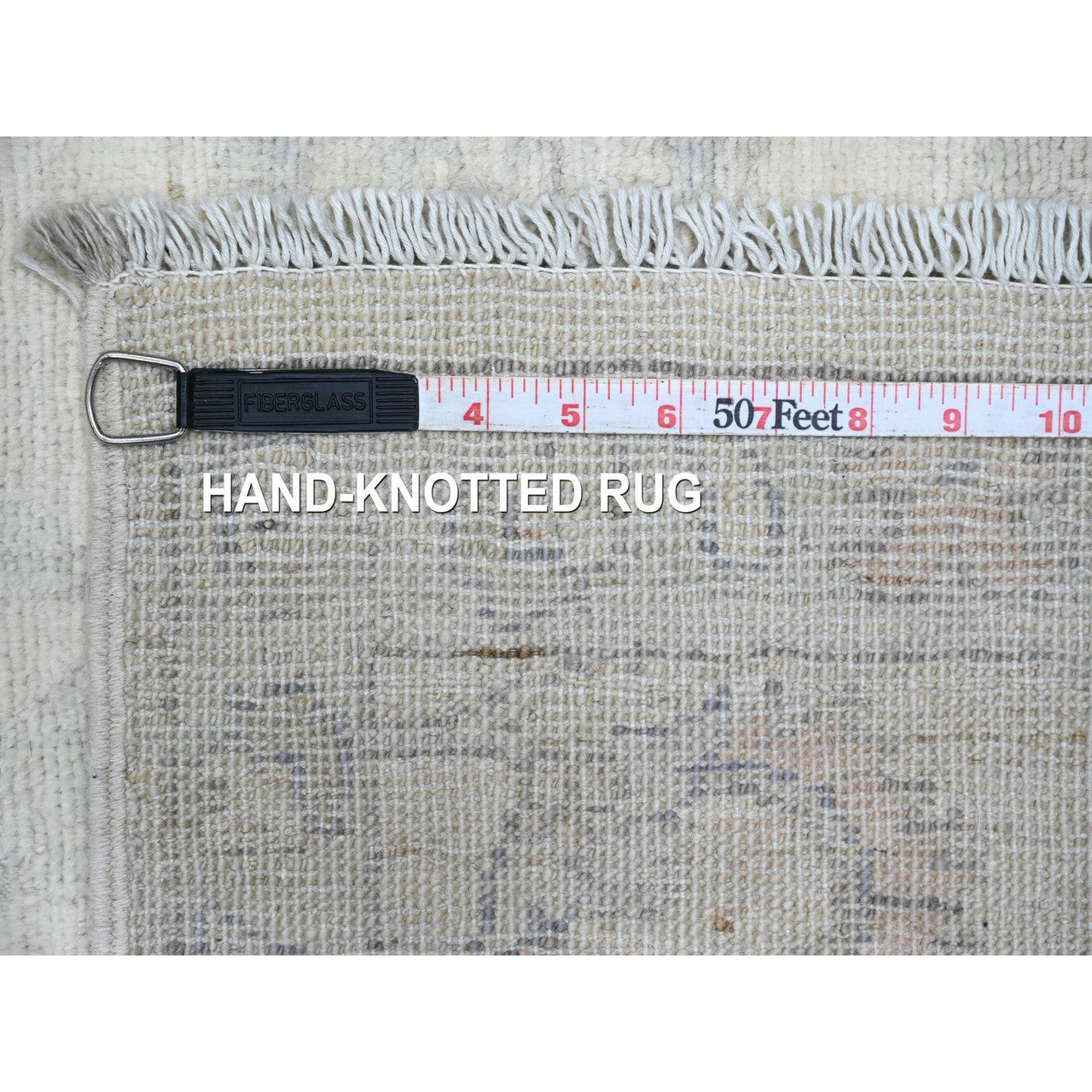 Oushak And Peshawar Wool Hand Knotted Rug Ivory 2.5x11.7 -O020502