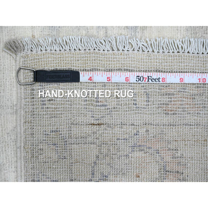 Oushak And Peshawar Wool Hand Knotted Rug Ivory 2.5x11.7 -O020502