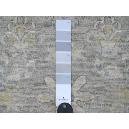 Oushak And Peshawar Wool Hand Knotted Rug Grey 2.8x11.9 -O020504