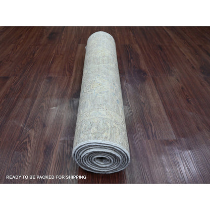 Oushak And Peshawar Wool Hand Knotted Rug Grey 2.8x11.9 -O020504