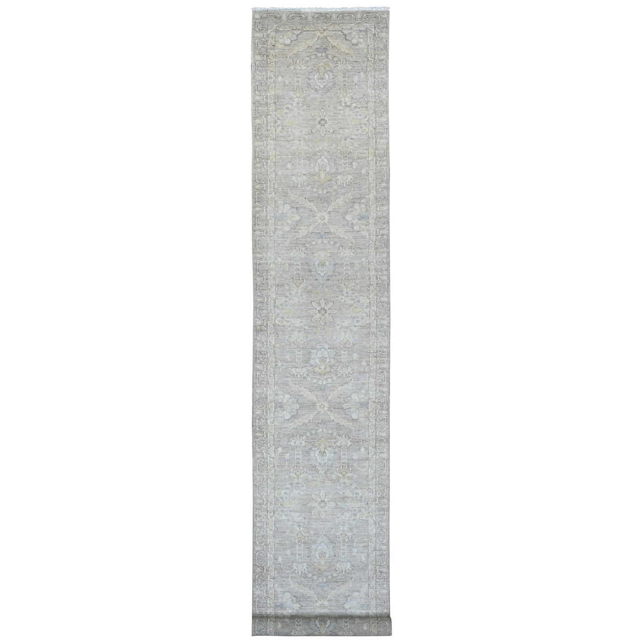 Oushak And Peshawar Wool Hand Knotted Rug Grey 2.8x16.1 -O020507