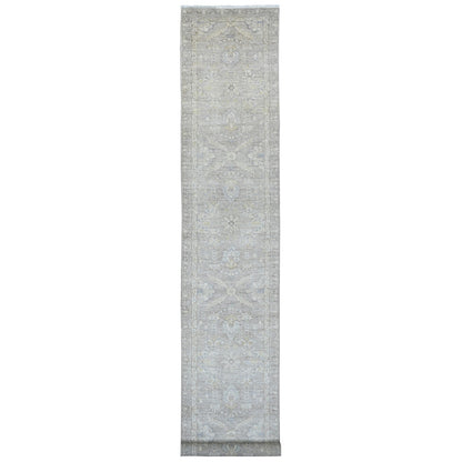 Oushak And Peshawar Wool Hand Knotted Rug Grey 2.8x16.1 -O020507
