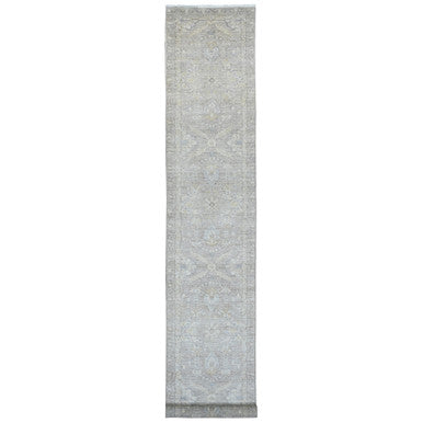 Oushak And Peshawar Wool Hand Knotted Rug Grey 2.8x16.1 -O020507