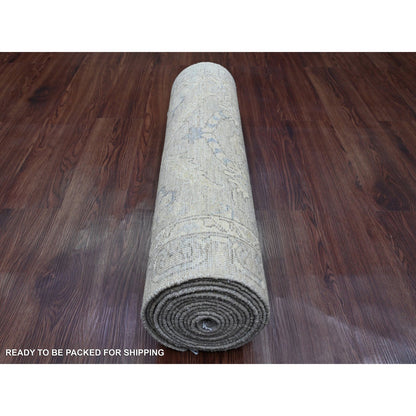 Oushak And Peshawar Wool Hand Knotted Rug Grey 2.8x16.1 -O020507