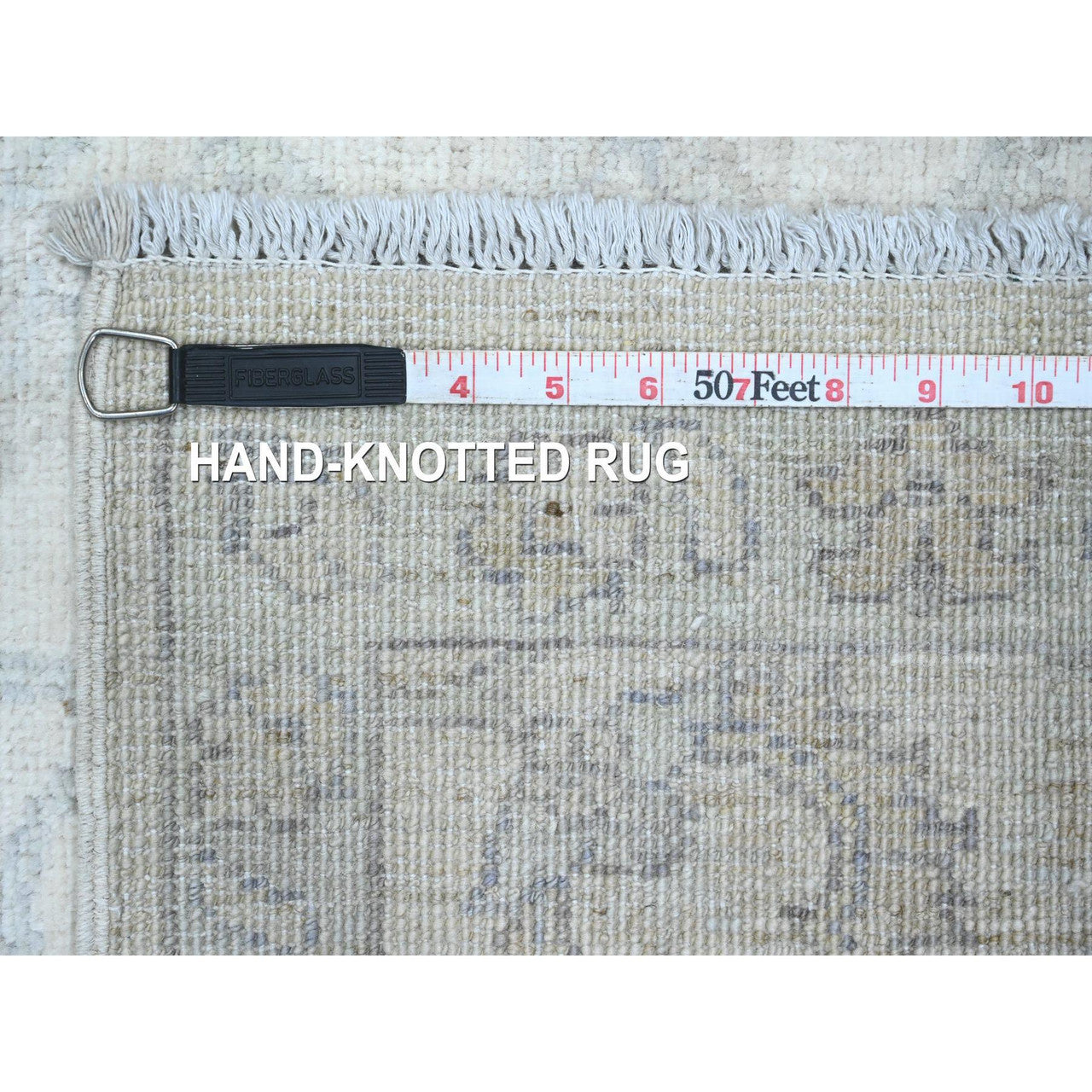 Oushak And Peshawar Wool Hand Knotted Rug Ivory 2.5x11.1 -O020509