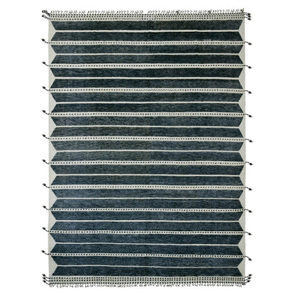 Tribal & Geometric Wool Hand Knotted Rug Black 10.4x14.2 -O020523