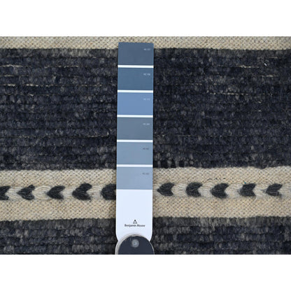 Tribal & Geometric Wool Hand Knotted Rug Black 10.4x14.2 -O020523