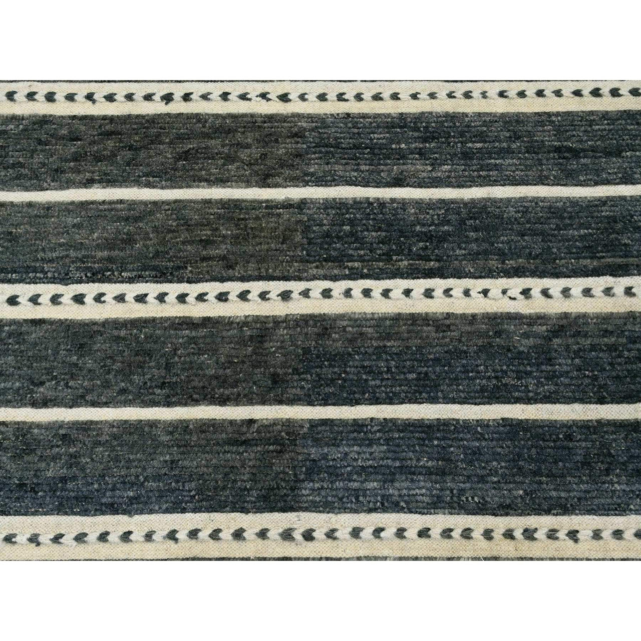 Black 10'4" x 14'2" Tribal & Geometric Hand knotted Wool Rug - Sku: O020523