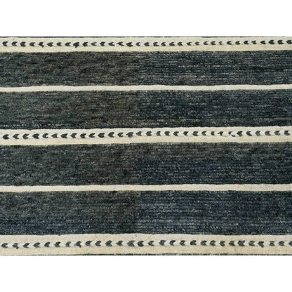 Tribal & Geometric Wool Hand Knotted Rug Black 10.4x14.2 -O020523