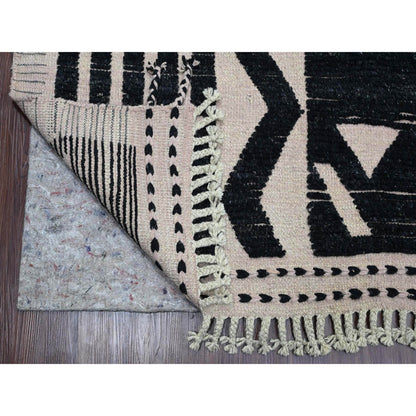 Tribal & Geometric Wool Hand Knotted Rug Black 9.4x12.10 -O020524