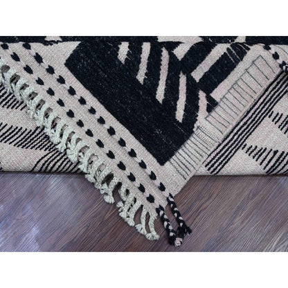 Tribal & Geometric Wool Hand Knotted Rug Black 9.4x12.10 -O020524