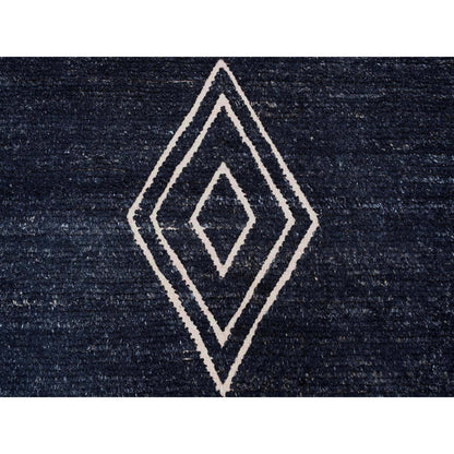 Tribal & Geometric Wool Hand Knotted Rug Black 9.4x12.10 -O020524
