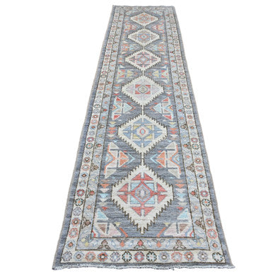 Oushak And Peshawar Wool Hand Knotted Rug Grey 2.11x11.6 -O020531