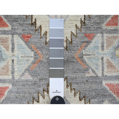 Oushak And Peshawar Wool Hand Knotted Rug Grey 2.11x11.6 -O020531