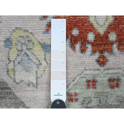 Oushak And Peshawar Wool Hand Knotted Rug Pink 3.11x6.2 -O020534