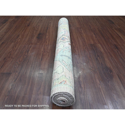 Oushak And Peshawar Wool Hand Knotted Rug Pink 3.11x6.2 -O020534