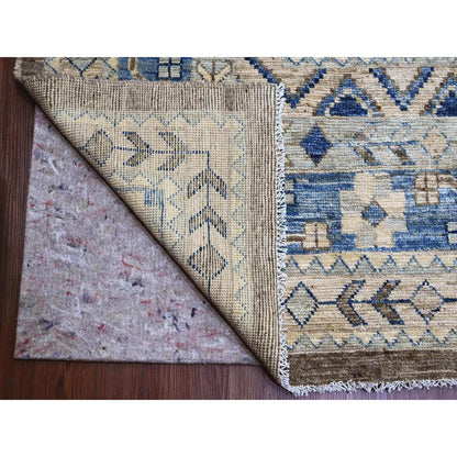 Oushak And Peshawar Wool Hand Knotted Rug Brown 11.8x15.6 -O020538